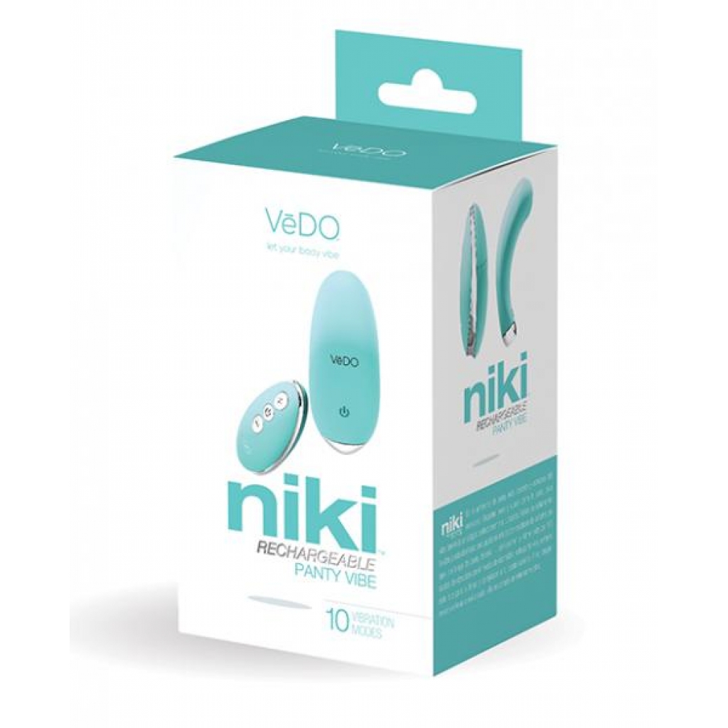 Vedo Niki Rechargeable Panty Vibe - Tease Me Turquoise - Vibrating Panties