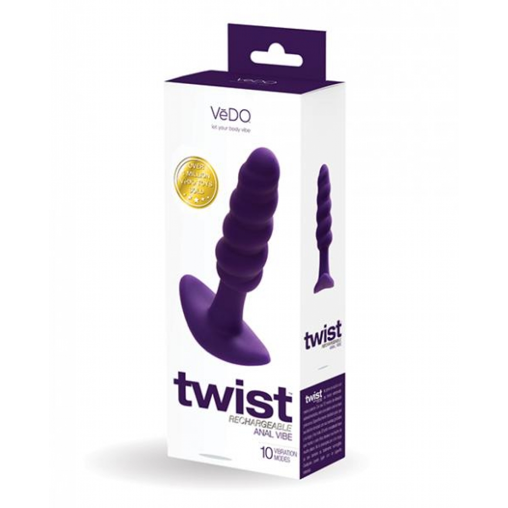 Vedo Twist Rechargeable Anal Plug - Purple - Anal Plugs