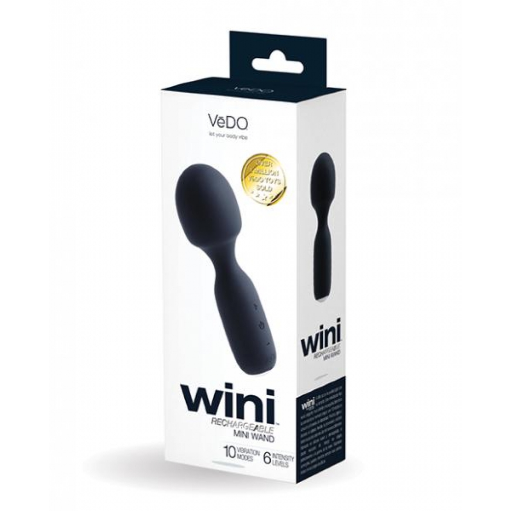 Vedo Wini Rechargeable Mini Wand - Just Black - Body Massagers