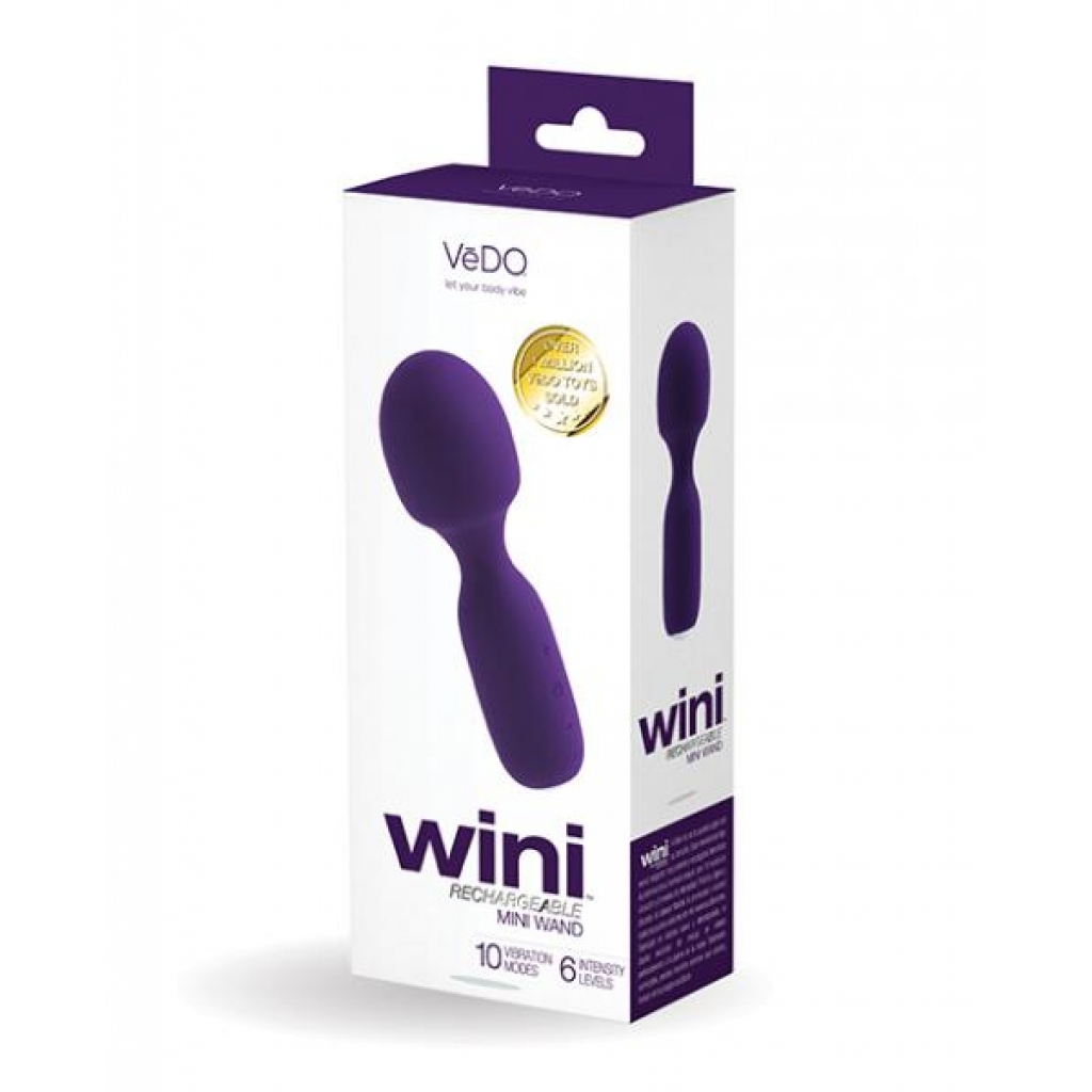 Vedo Wini Rechargeable Mini Wand - Deep Purple - Body Massagers