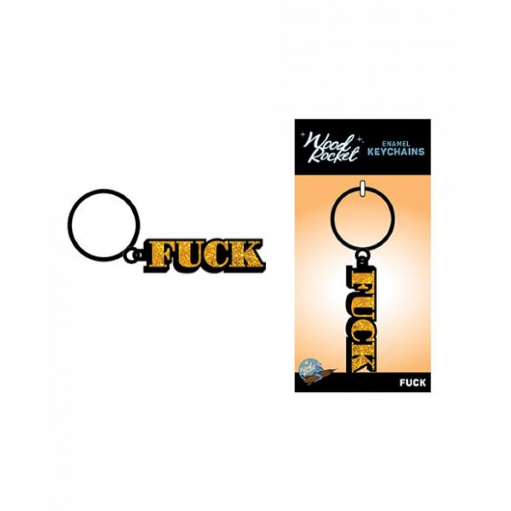 Wood Rocket Fuck Keychain - Gold - Gag & Joke Gifts