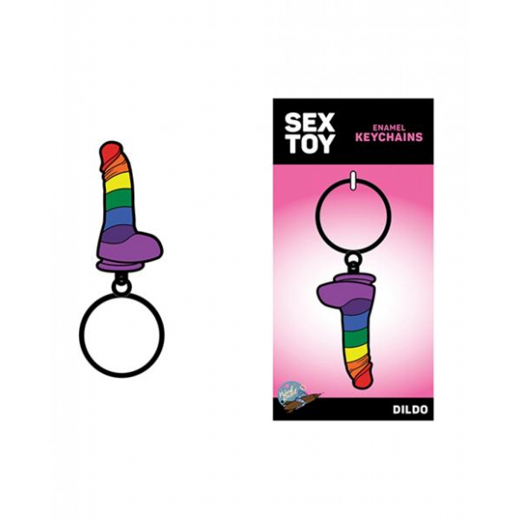 Wood Rocket Pride Dildo Keychain - Rainbow - Gag & Joke Gifts