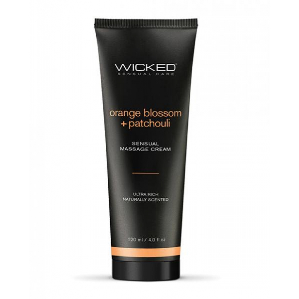 Wicked Sensual Care Orange Blossom & Patchouli Massage Cream  - 4 Oz - Sensual Massage Oils & Lotions