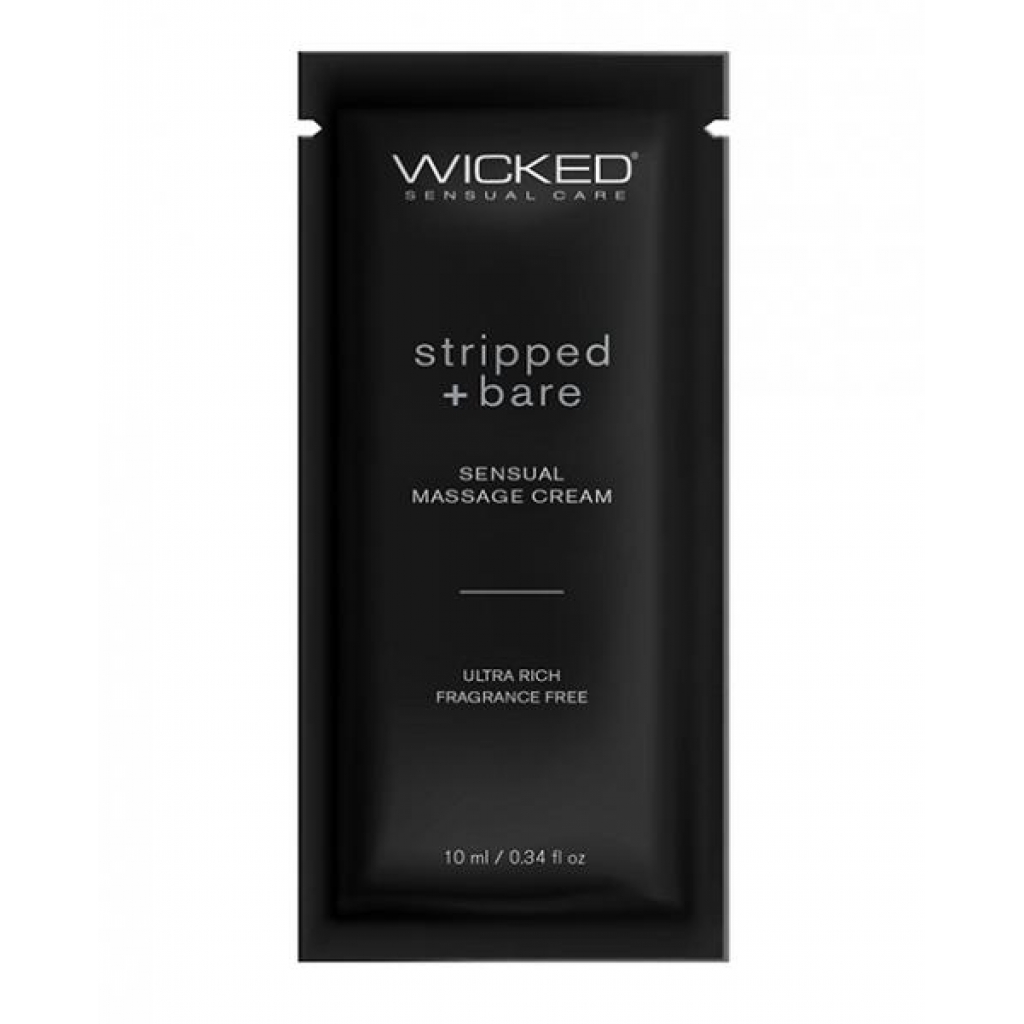 Wicked Sensual Care Stripped & Bare Unscented Massage Cream  - .34 Oz - Sensual Massage Oils & Lotions