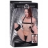 Acquire Easy Access Thigh Harness, Wrist Cuffs Black - Babydolls & Slips