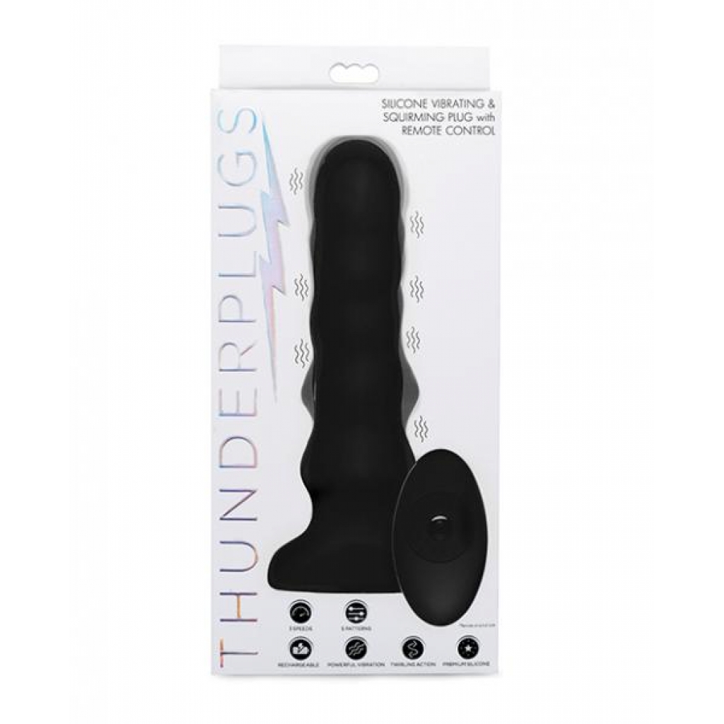 Thunderplugs Silicone Vibrating & Squirming Plug W/remote - Black - Anal Plugs