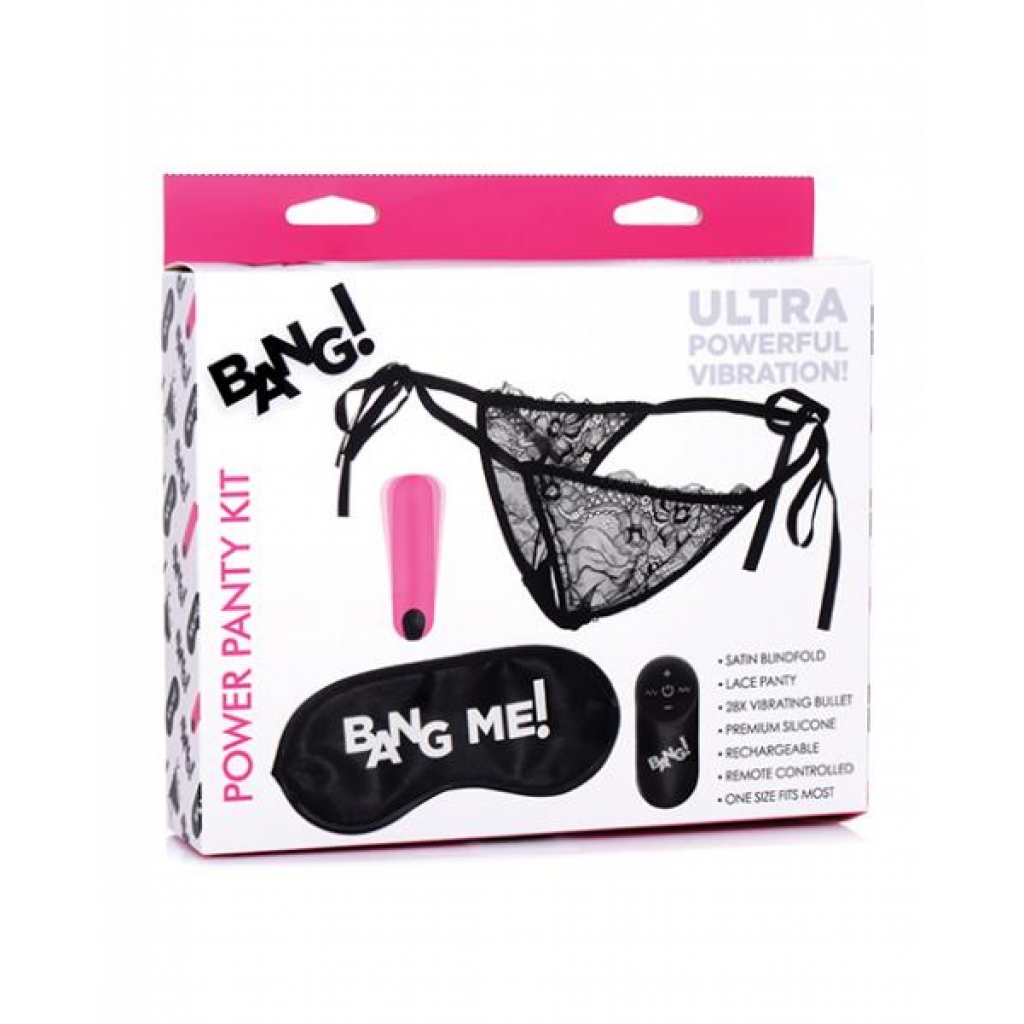 Bang! Power Panty  & Blindfold Kit - Pink - Bullet Vibrators