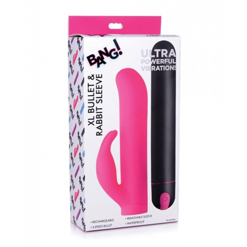 Bang! Xl Bullet & Rabbit Silicone Sleeve - Pink - Rabbit Vibrators