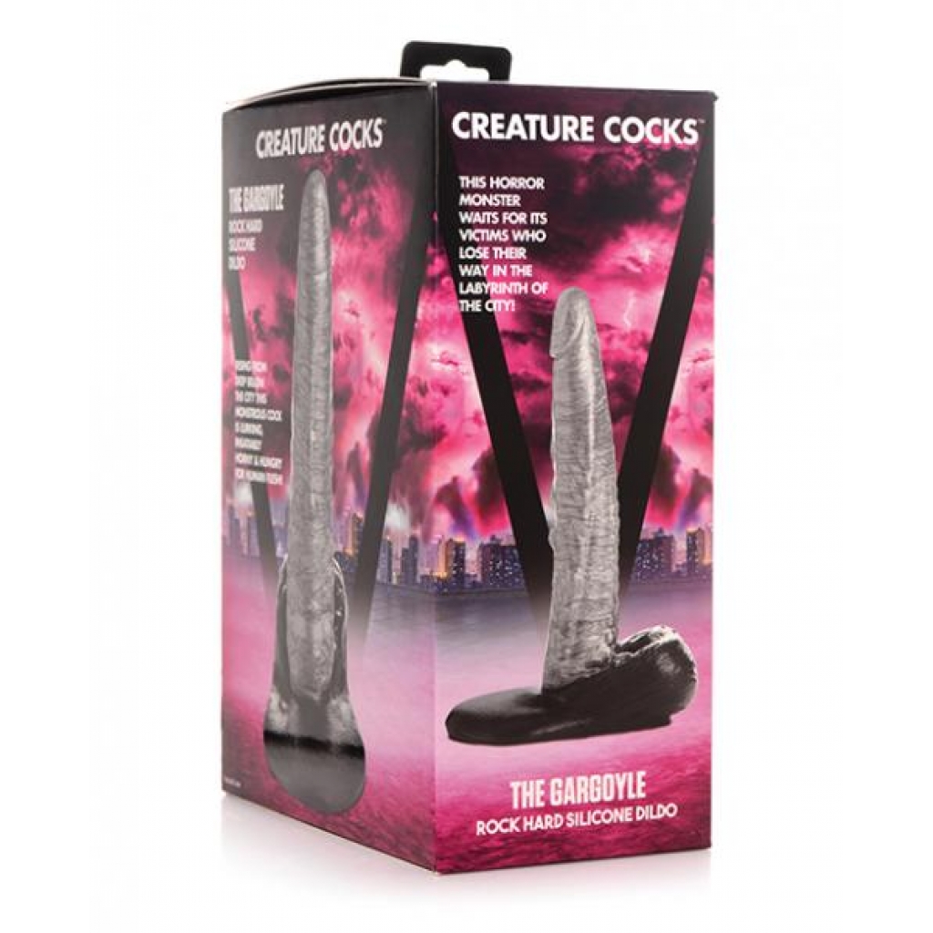 Creature Cocks The Gargoyle Rock Hard Silicone Dildo - Silver/black - Extreme Dildos