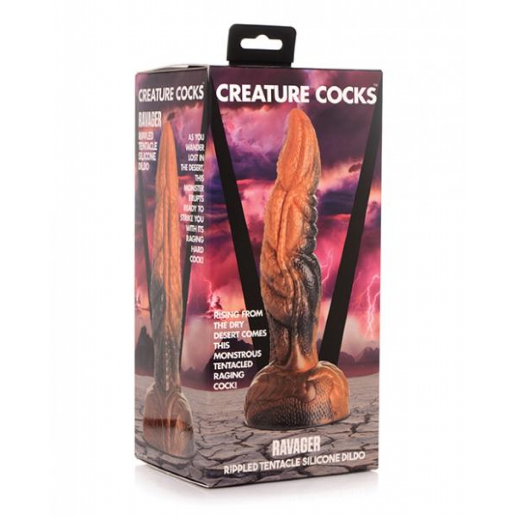 Creature Cocks Ravager Rippled Tentacle Silicone Dildo  - Orange/black - Extreme Dildos