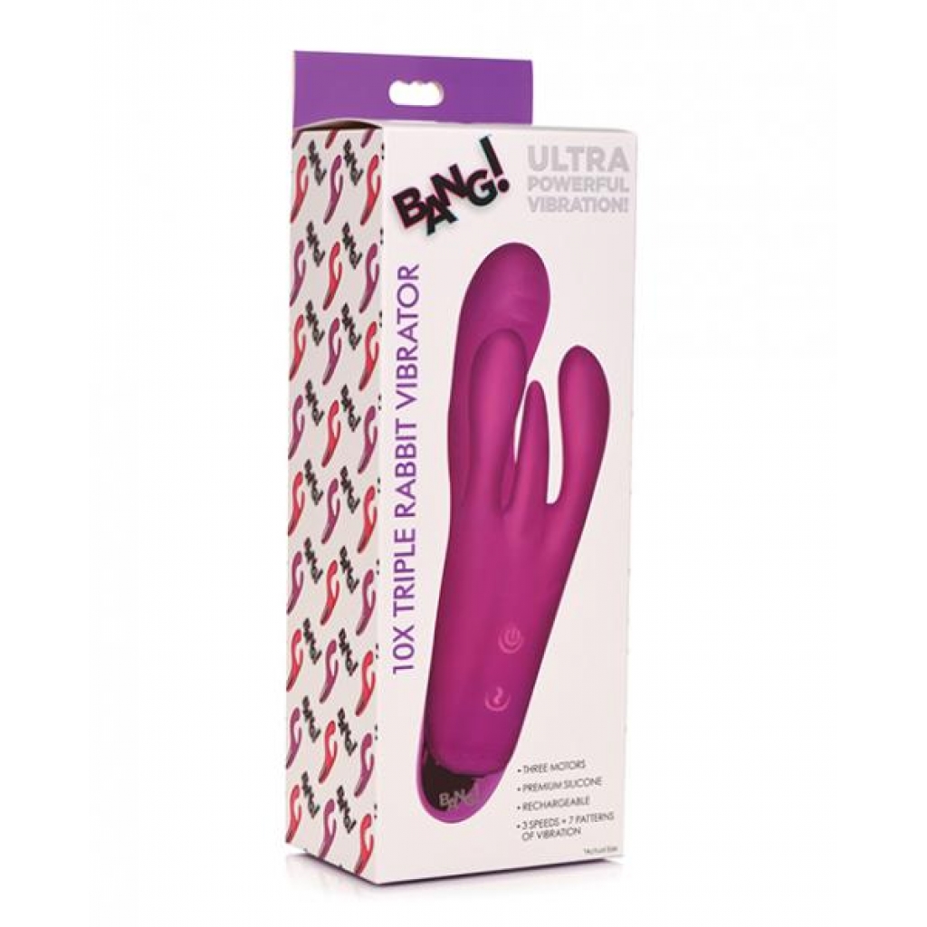 Bang! Triple Rabbit Vibrator - Purple - Rabbit Vibrators