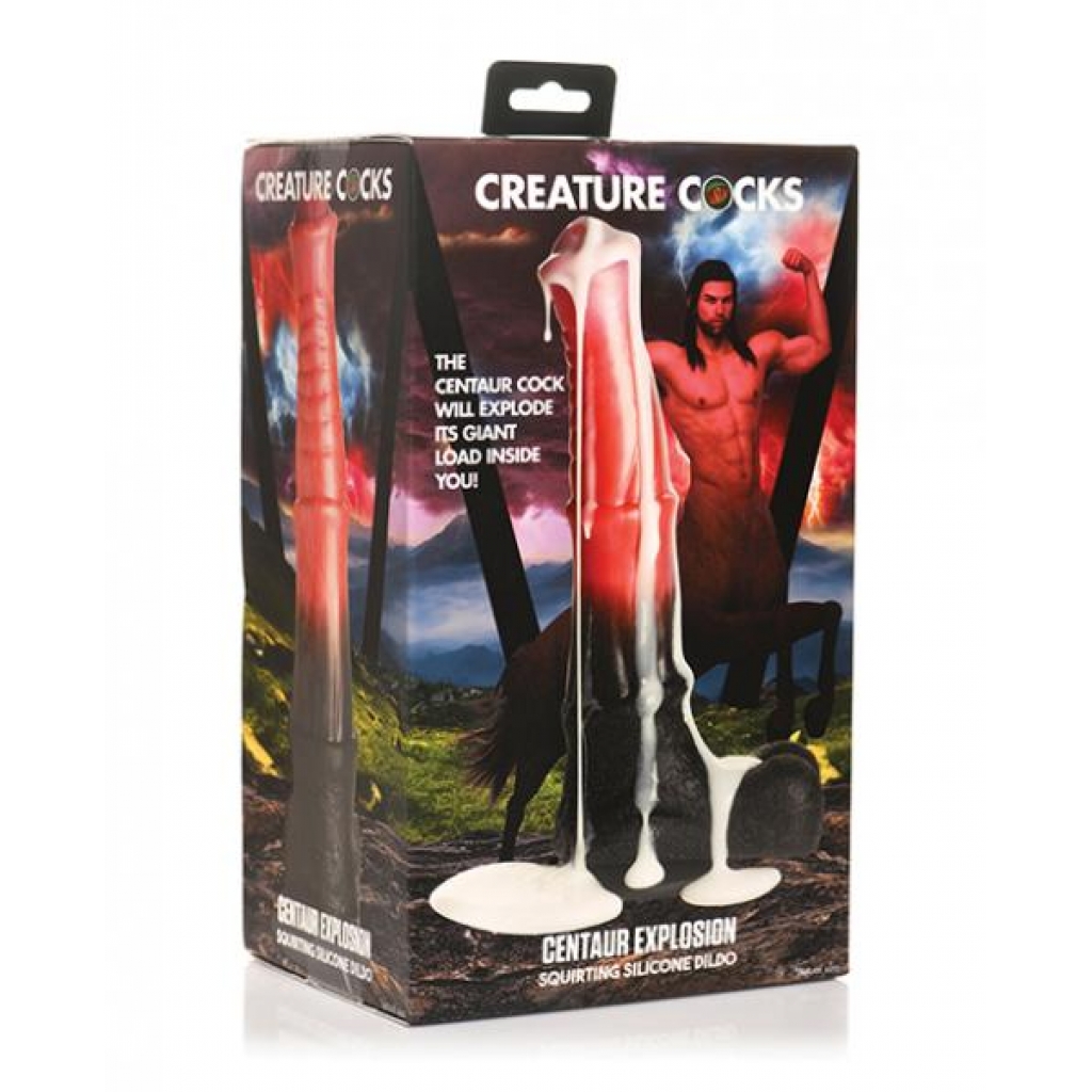 Creature Cocks Centaur Explosion Squirting Silicone Dildo - Black/peach - Extreme Dildos