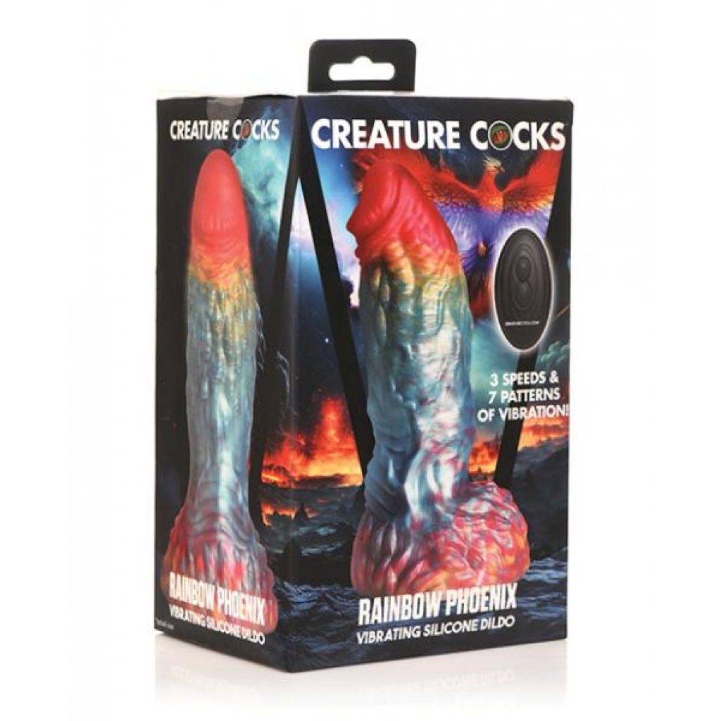 Creature Cocks Rainbow Phoenix Vibrating Dildo W/remote Control - Rainbow - Extreme Dildos