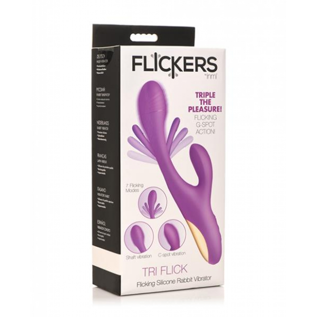 Inmi Tri-flick Flicking Rabbit Vibrator - Purple - Rabbit Vibrators