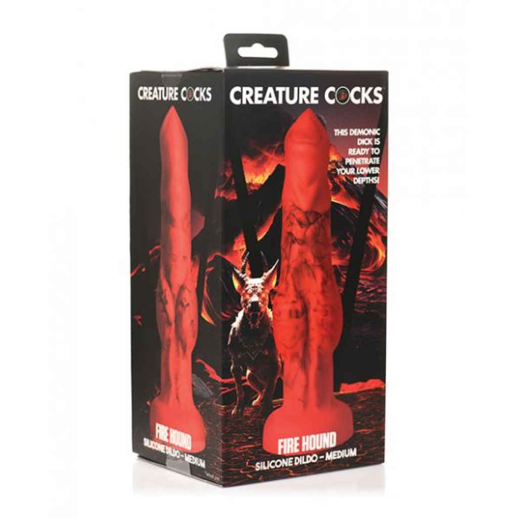 Creature Cocks Fire Hound Silicone Dildo - Medium Red - Extreme Dildos