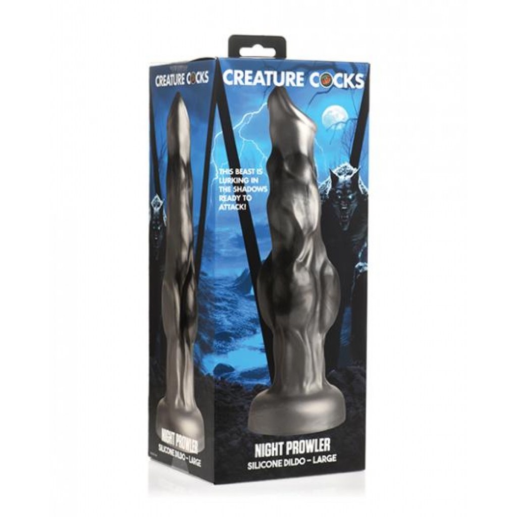 Creature Cocks Night Prowler Silicone Dildo - Large Black/silver - Extreme Dildos