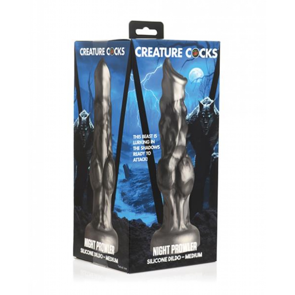 Creature Cocks Night Prowler Silicone Dildo - Medium Black/silver - Extreme Dildos