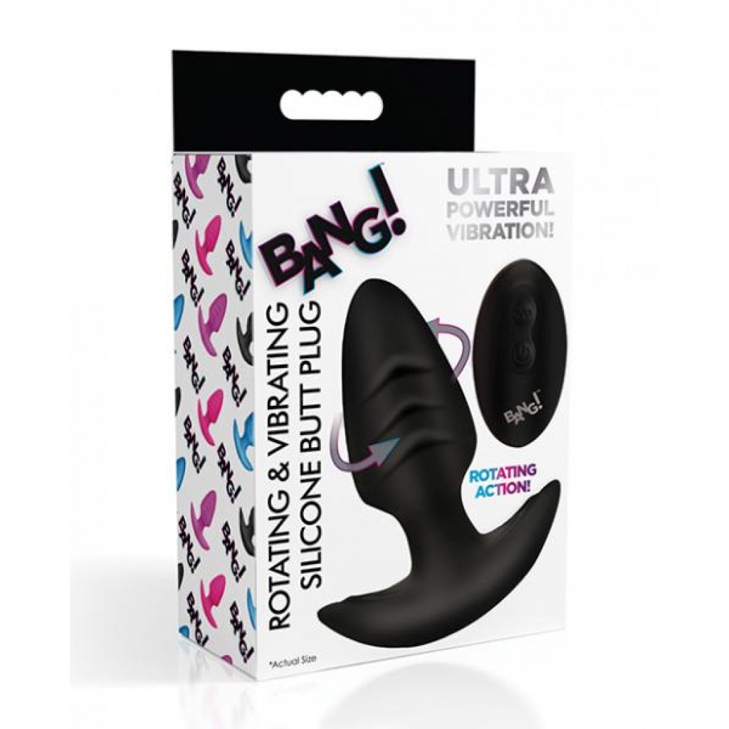 Bang! Rotating & Vibrating Tapered Butt Plug W/remote - Black - Anal Plugs