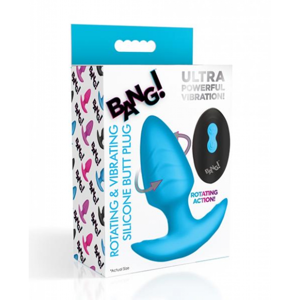 Bang! Rotating & Vibrating Tapered Butt Plug W/remote - Blue - Anal Plugs