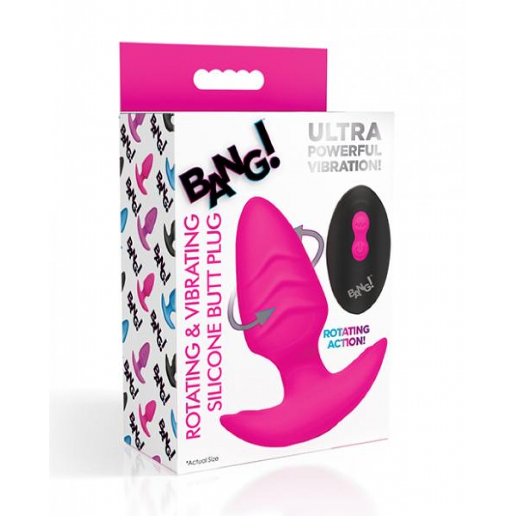 Bang! Rotating & Vibrating Tapered Butt Plug W/remote - Pink - Anal Plugs