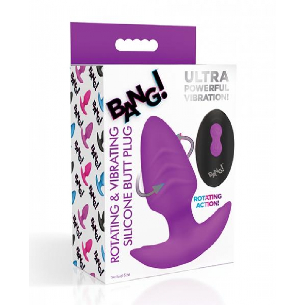 Purple Rotating & Vibrating Butt Plug with Remote Control