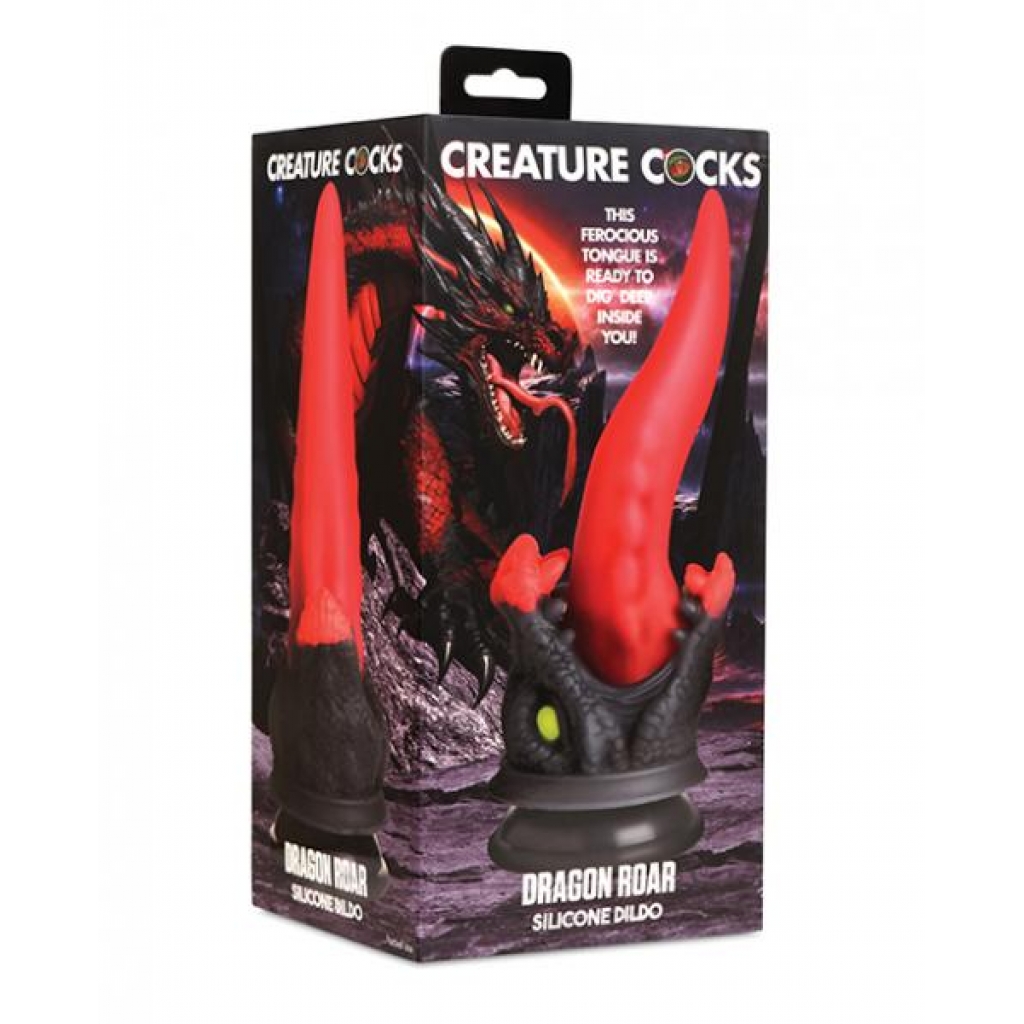 Creature Cocks Dragon Roar Silicone Dildo - Red/black - Extreme Dildos