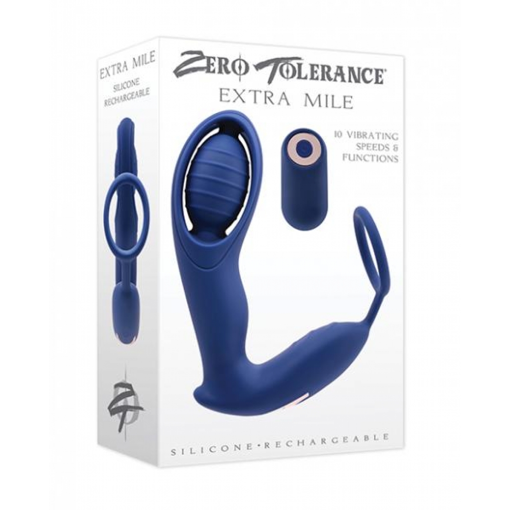 Zero Tolerance Extra Mile C Ring Vibrator - Blue - Anal Probes