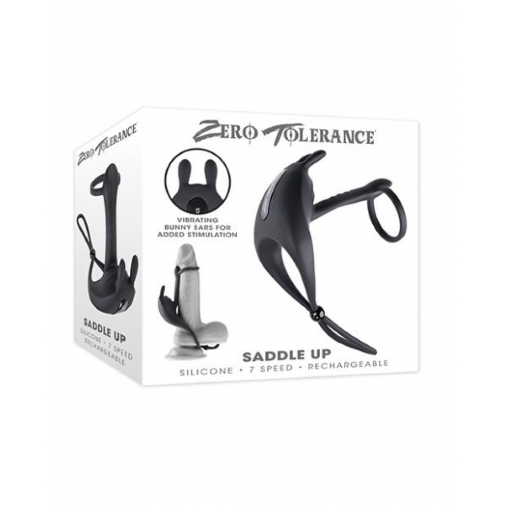 Zero Tolerance Saddle Up Cock & Ball Vibrator - Black - Couples Penis Rings