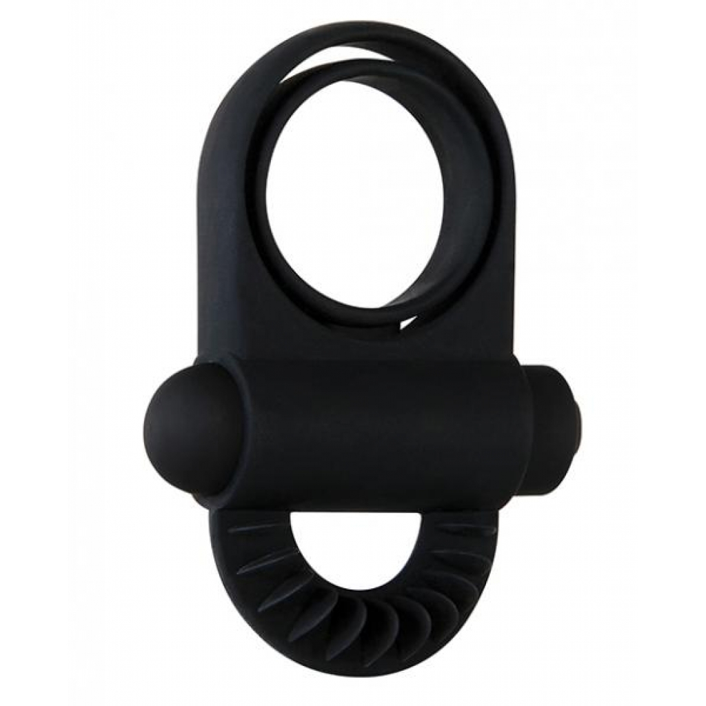 Bell Ringer Black Vibrating Cock Ring & Ball Strap - Couples Vibrating Penis Rings