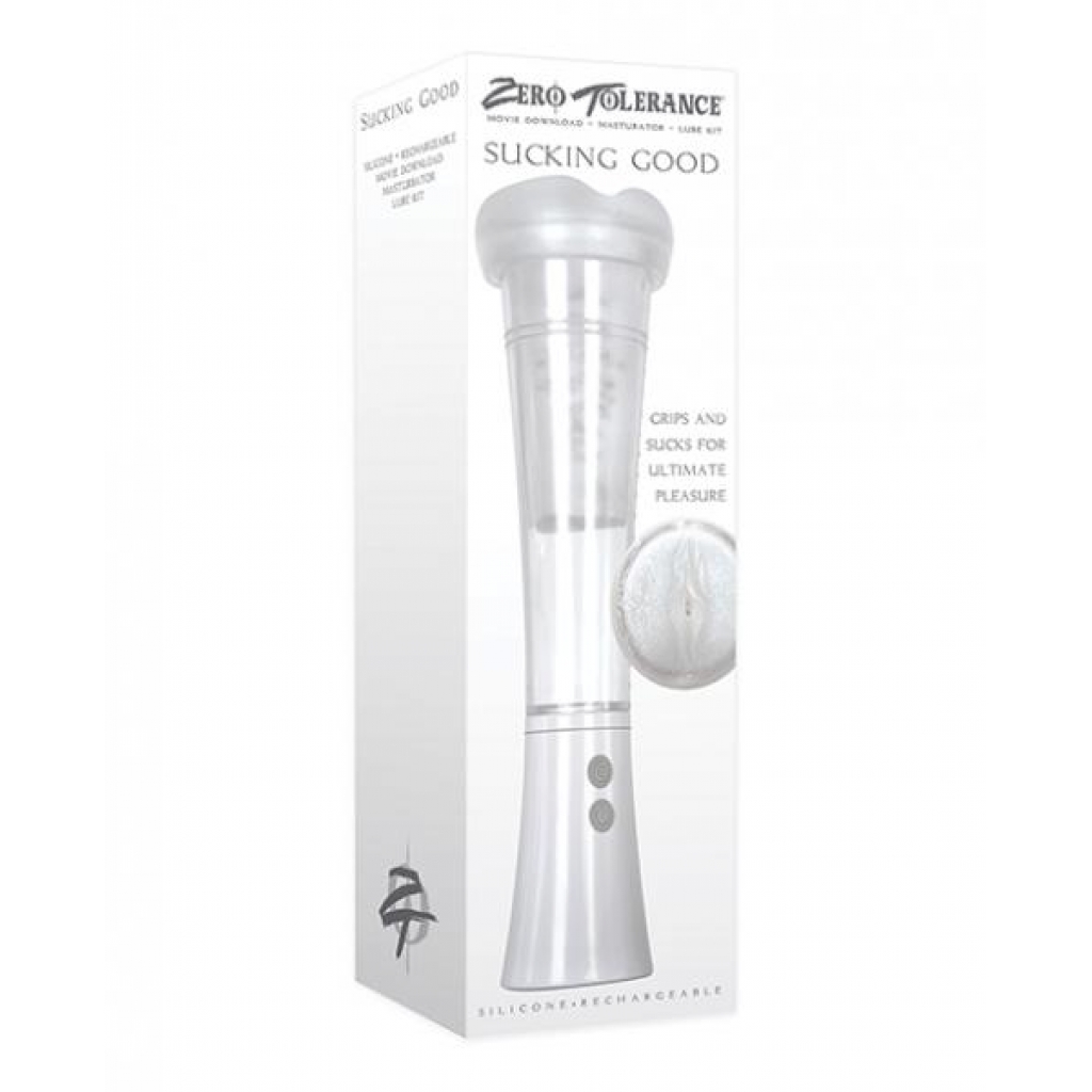 Zero Tolerance Sucking Good Rechargeable Vibrating Pump - White/clear - Pocket Pussies