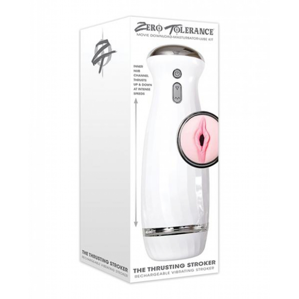 Zero Tolerance The Thrusting Stroker Rechargeable - White - Masturbation Sleeves