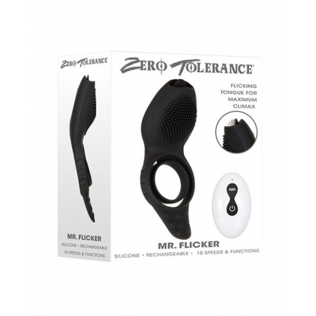 Zero Tolerance Mr. Flicker Vibrating Cock Ring - Black - Couples Penis Rings