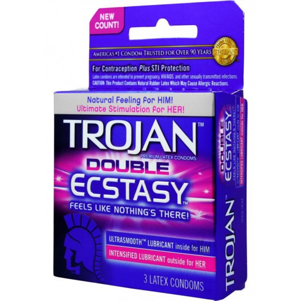 Trojan Double Ecstasy 3 Pack Latex Condoms - Condoms