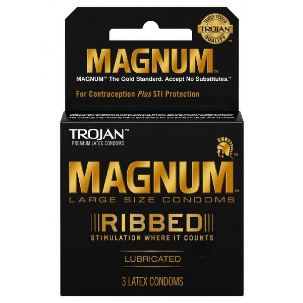 Trojan Magnum Ribbed Latex Condoms 3 Pack - Condoms