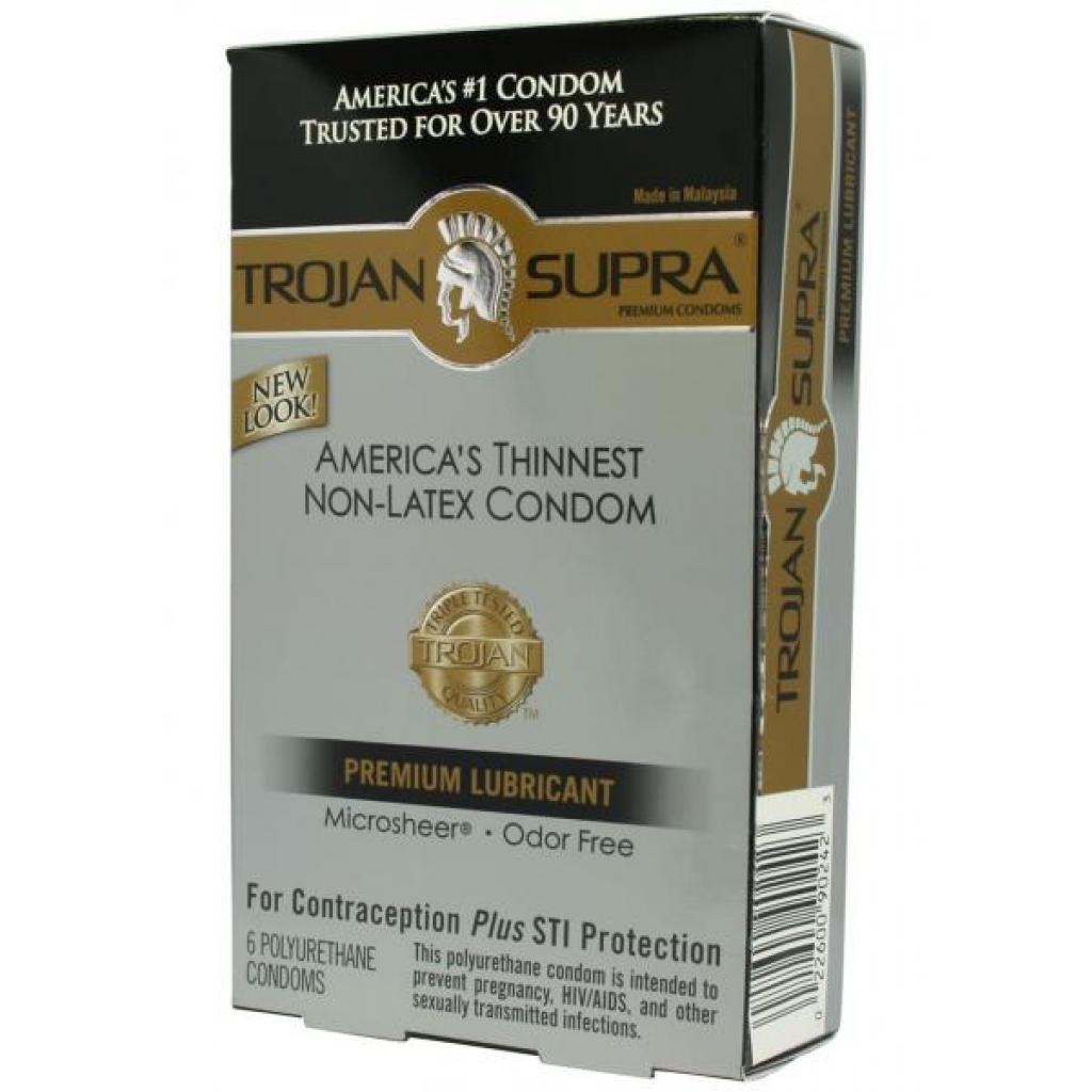 Trojan Condom Supra Microsheer Non Latex Lubricated 6 Pack - Condoms