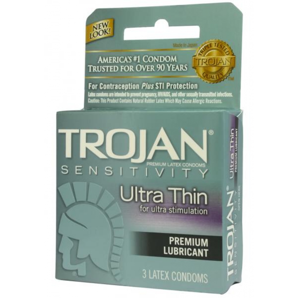 Trojan Condom Sensitivity Ultra Thin Lubricated 3 Pack - Condoms