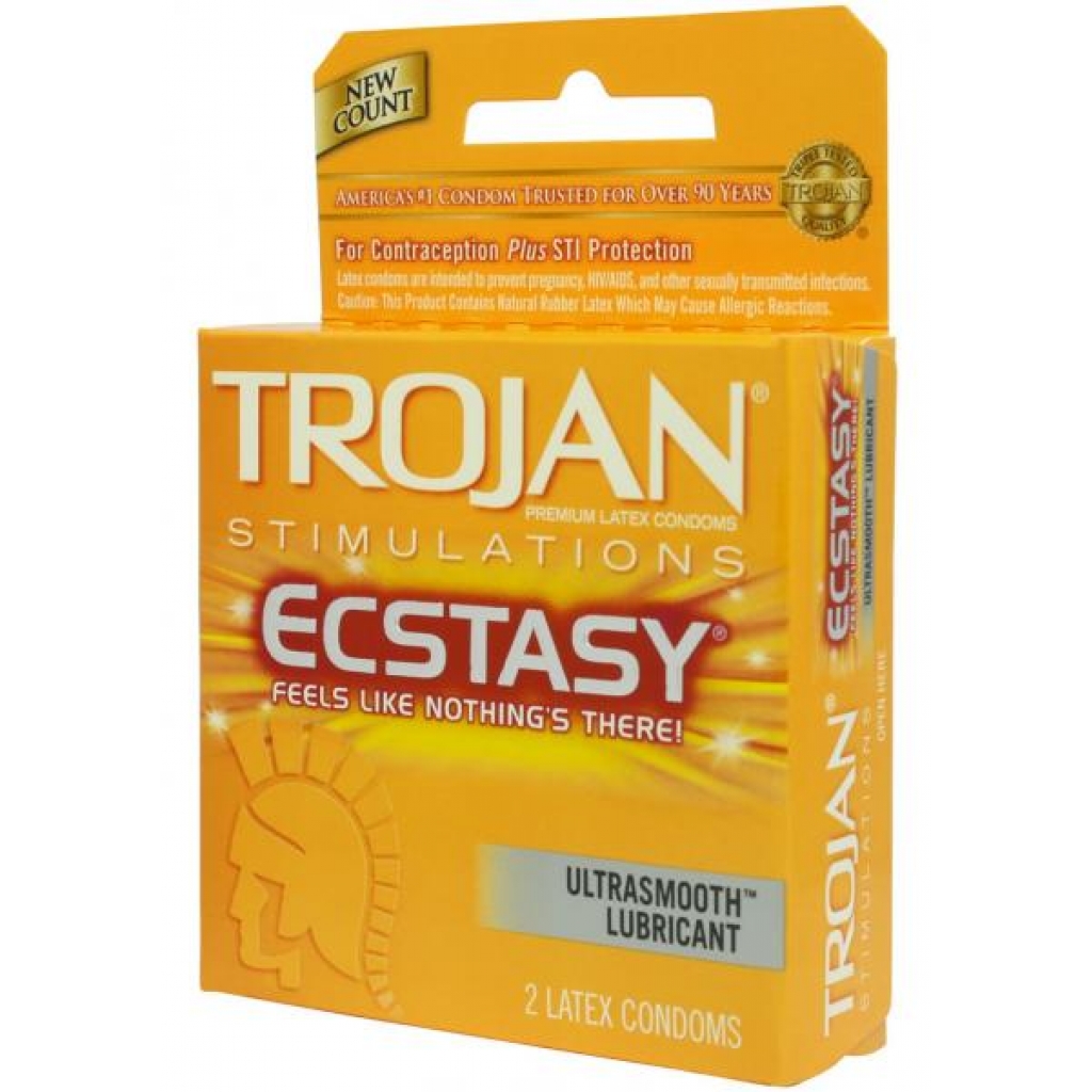 Trojan Condom Stimulations Ecstasy Lubrciated 2 Pack - Condoms