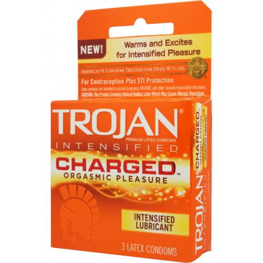 Trojan Intensified Charged Orgasmic Pleasure Condoms 3pk - Condoms