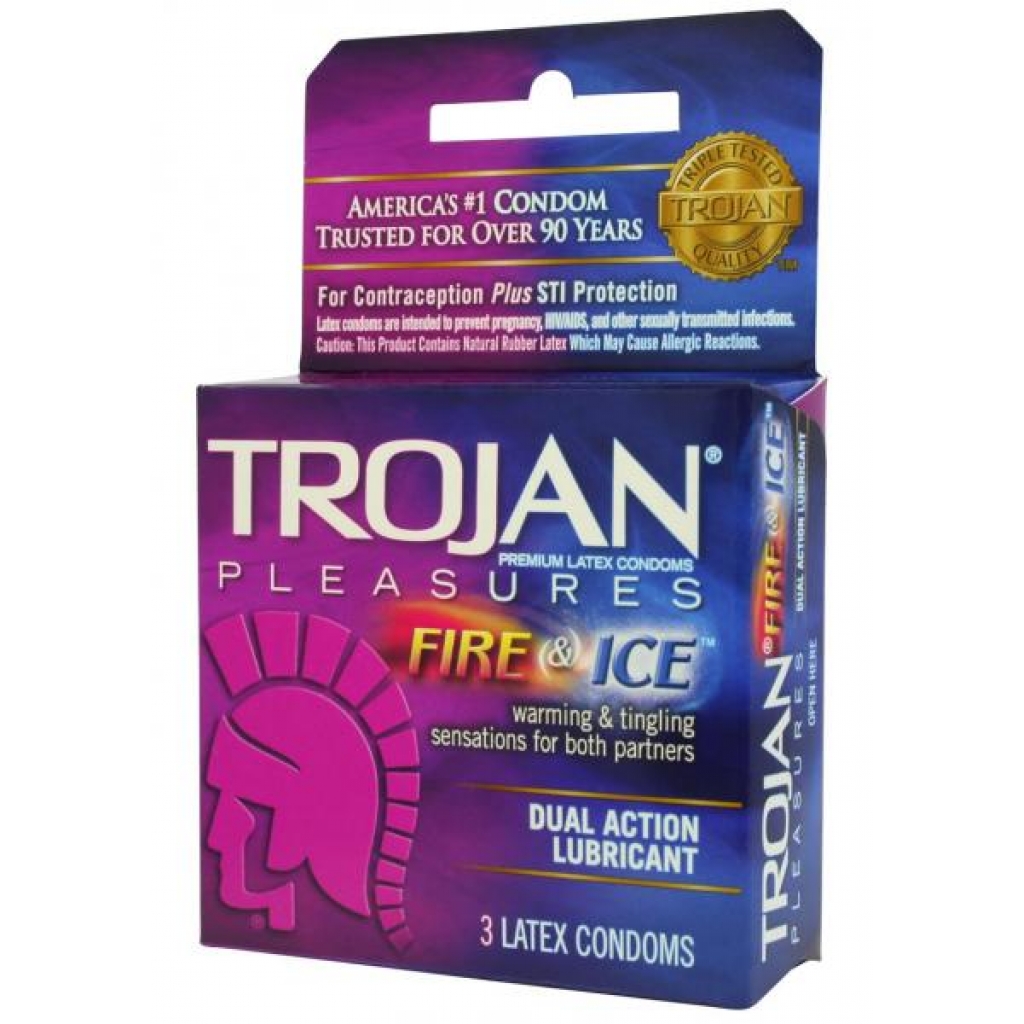 Trojan Condom Pleasures Fire & Ice Dual Action Lubricant - 3 Pack