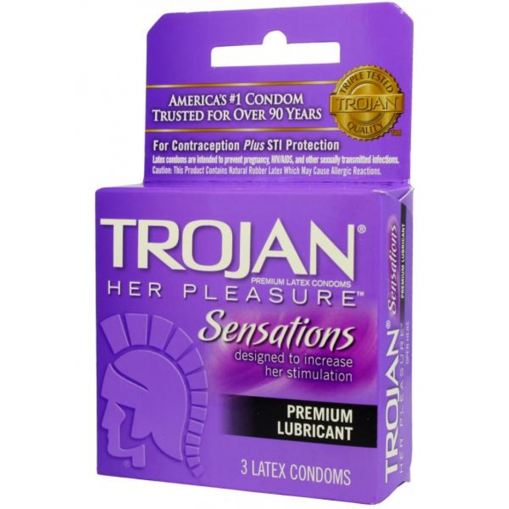 Trojan Her Pleasure Sensations Extra Lubricated Condom - 3 Pack