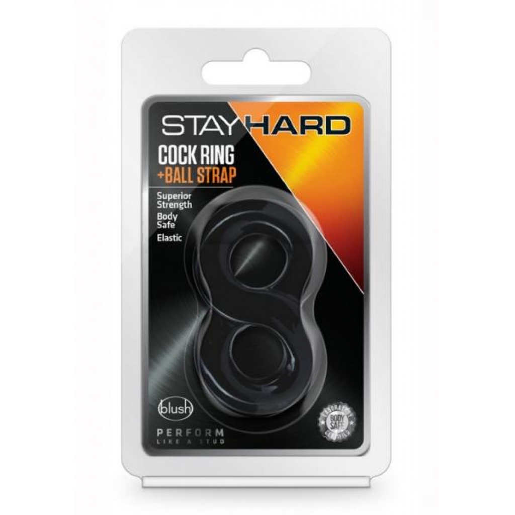 Stay Hard Cring And Ball Strap Blk - Couples Vibrating Penis Rings