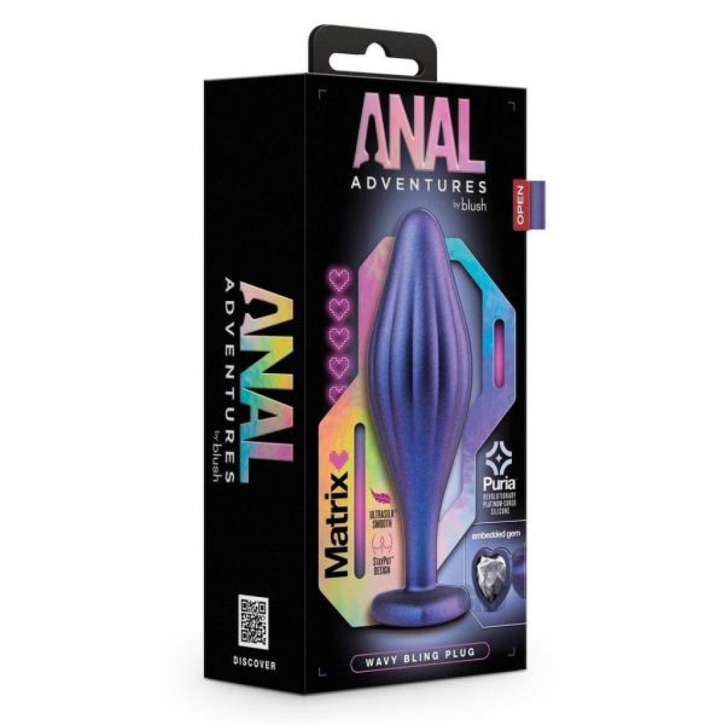 Anal Adv Matrix Wavy Bling Plug Sapphire - Anal Plugs