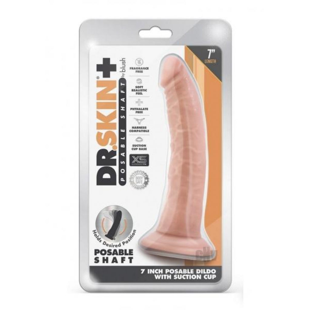 Dr Skin Plus Posable Dildo 7 Vanilla - Realistic Dildos & Dongs