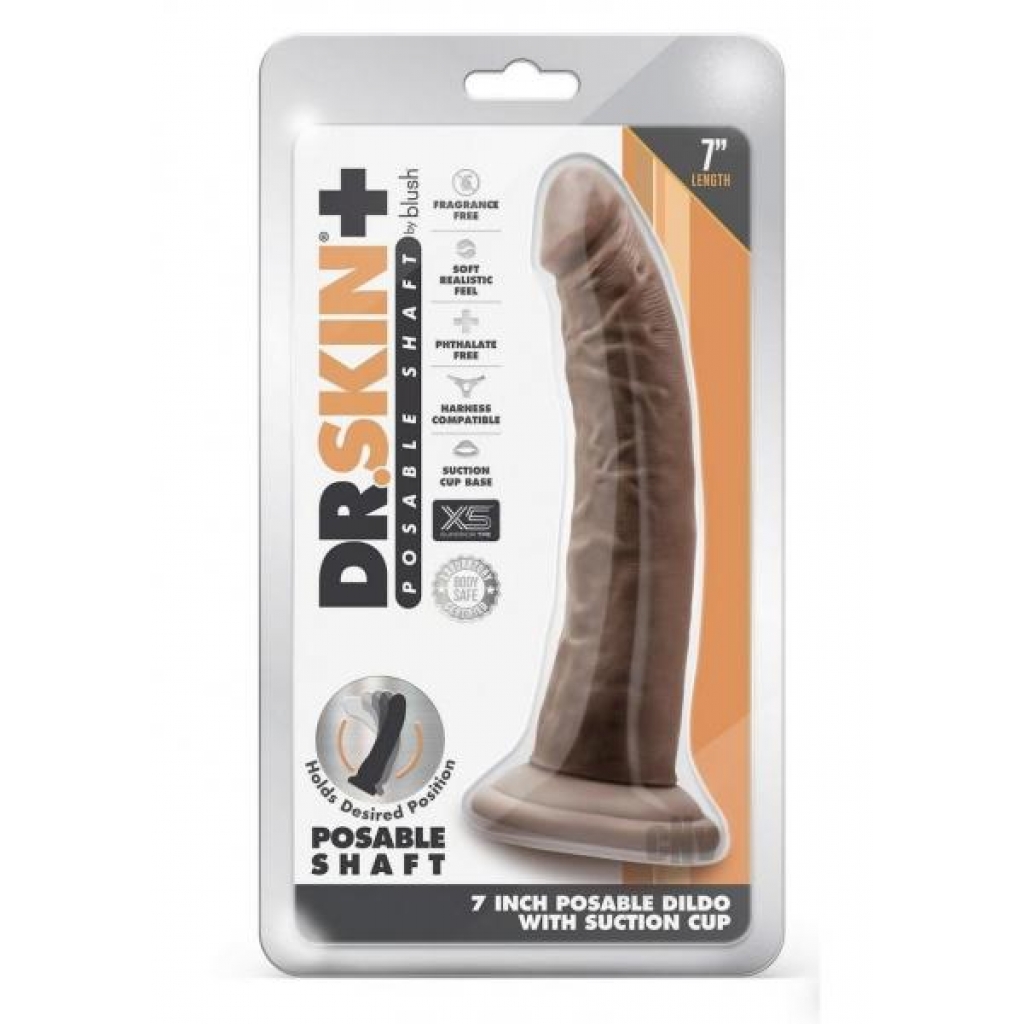 Dr Skin Plus Posable Dildo 7 Chocolate - Realistic Dildos & Dongs