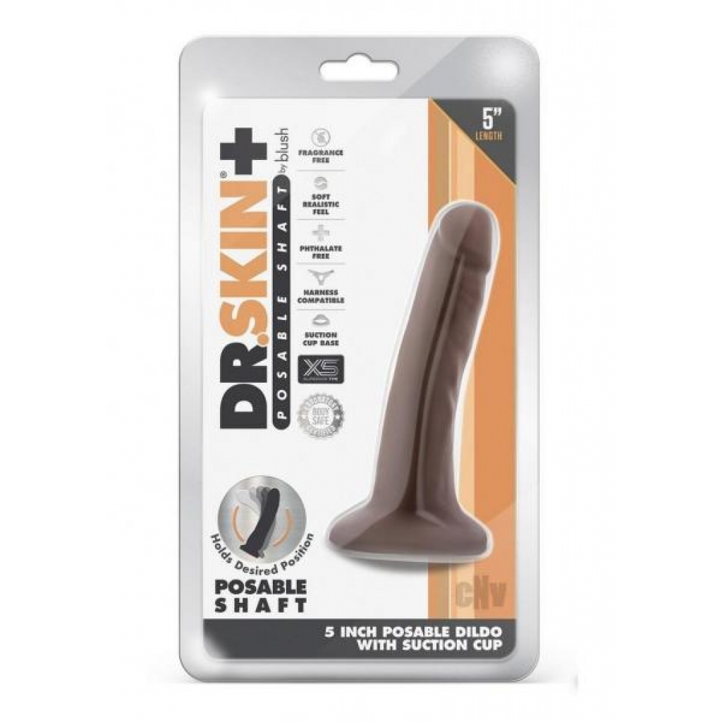 Dr Skin Plus Posable Dildo 5 Chocolate - Realistic Dildos & Dongs