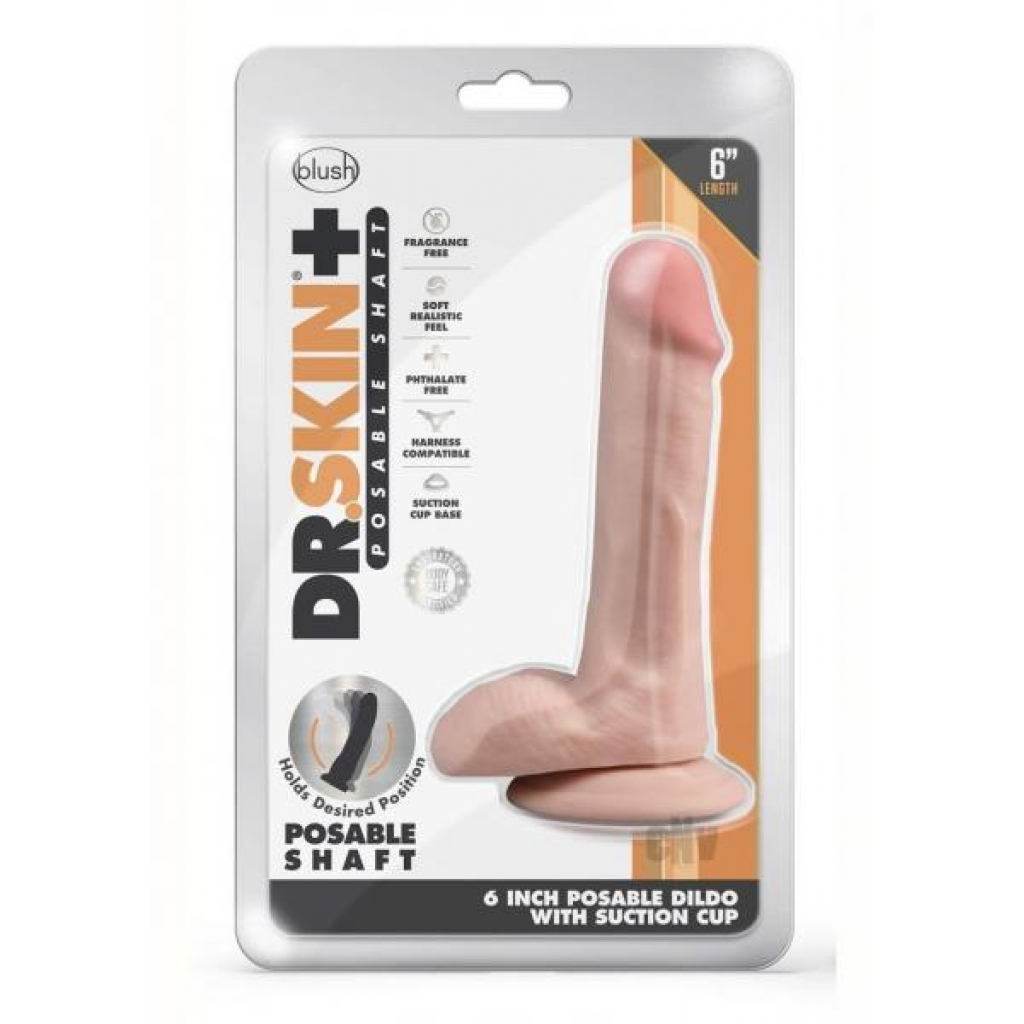 Dr Skin Plus Posable Dildo 6 Vanilla - Realistic Dildos & Dongs