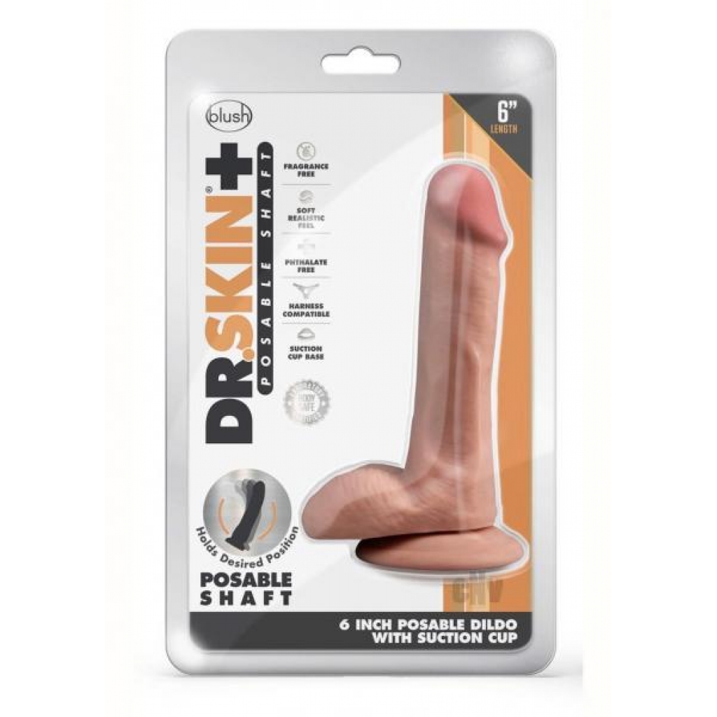 Dr Skin Plus Posable Dildo 6 Caramel - Realistic Dildos & Dongs