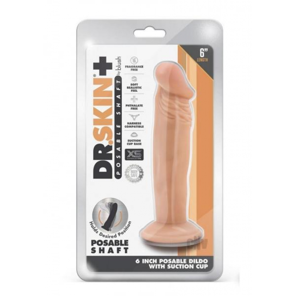 Dr Skin Plus Posable Dildo 6 Vanilla - Realistic Dildos & Dongs