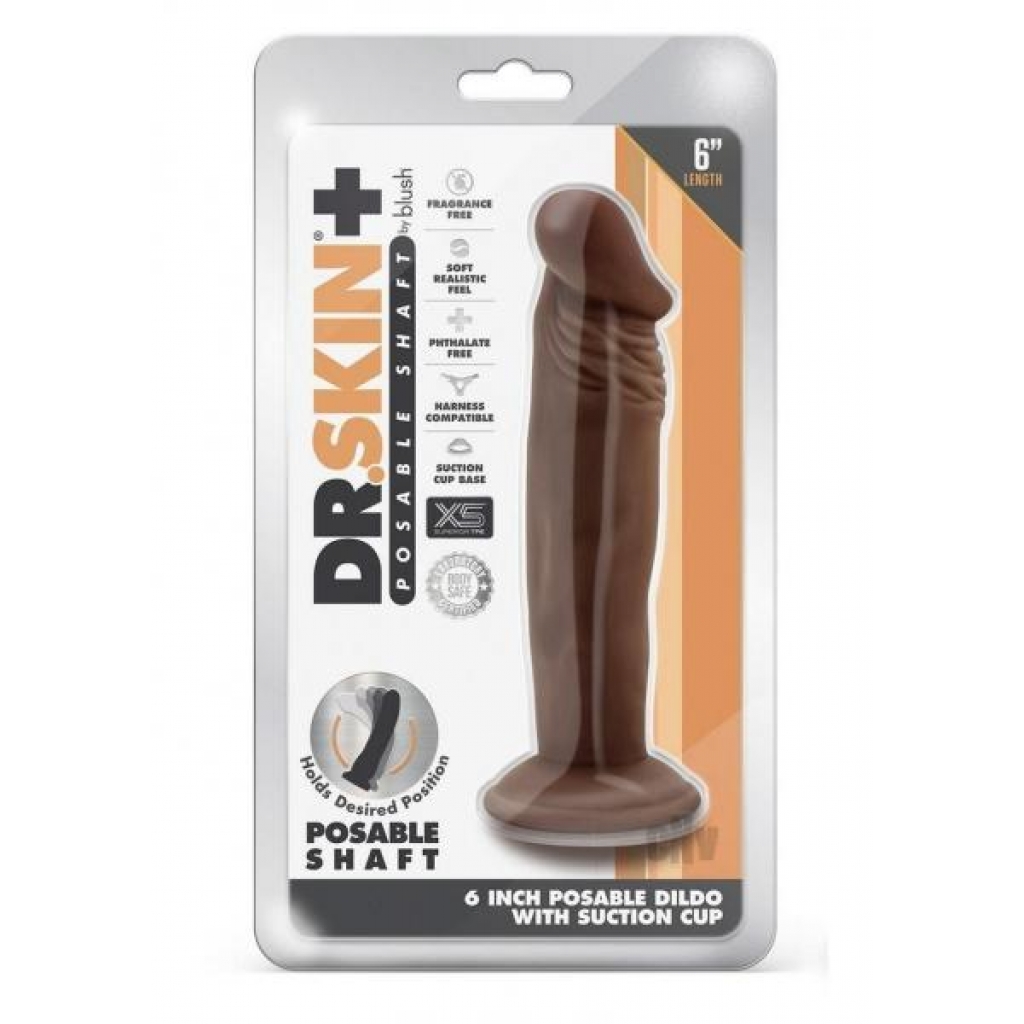 Dr Skin Plus Posable Dildo 6 Chocolate - Realistic Dildos & Dongs