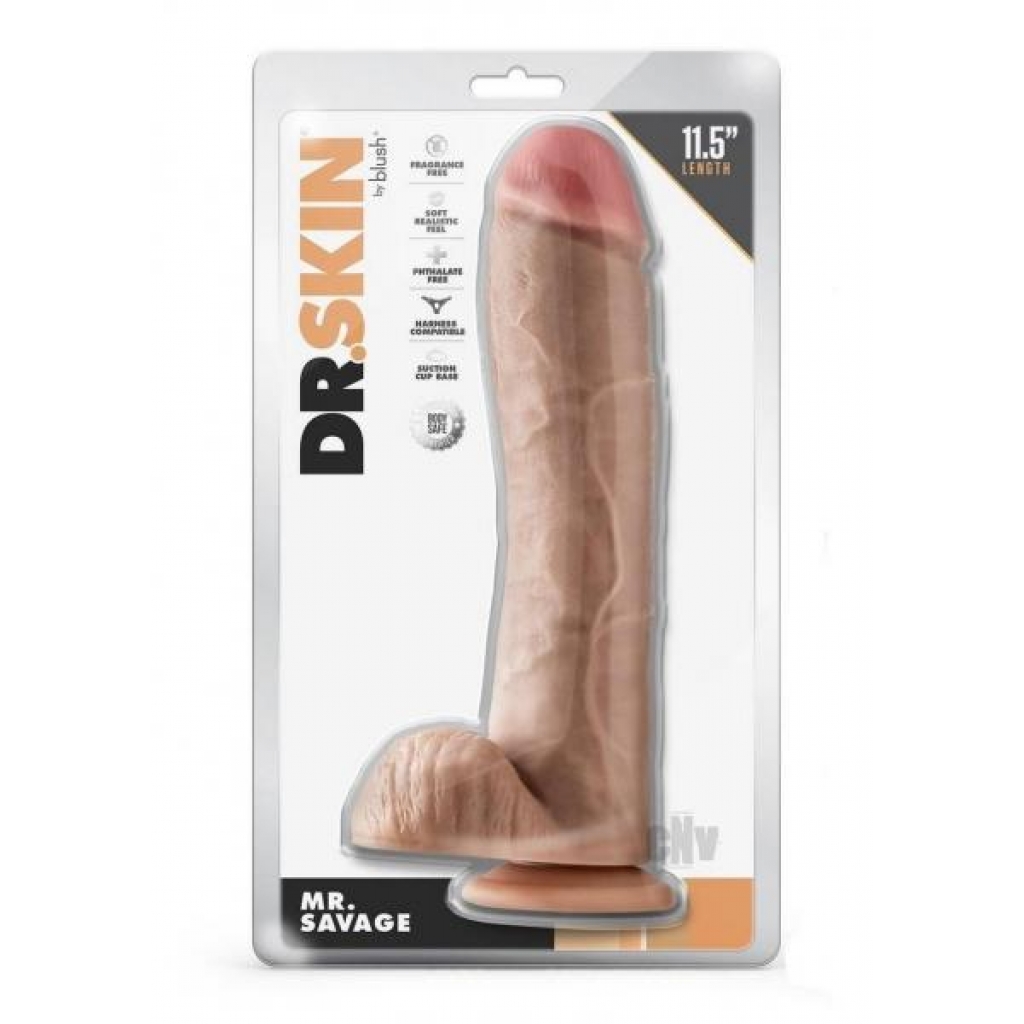 Dr Skin Mr Savage 11.5 Dildo Balls Beige - Extreme Dildos